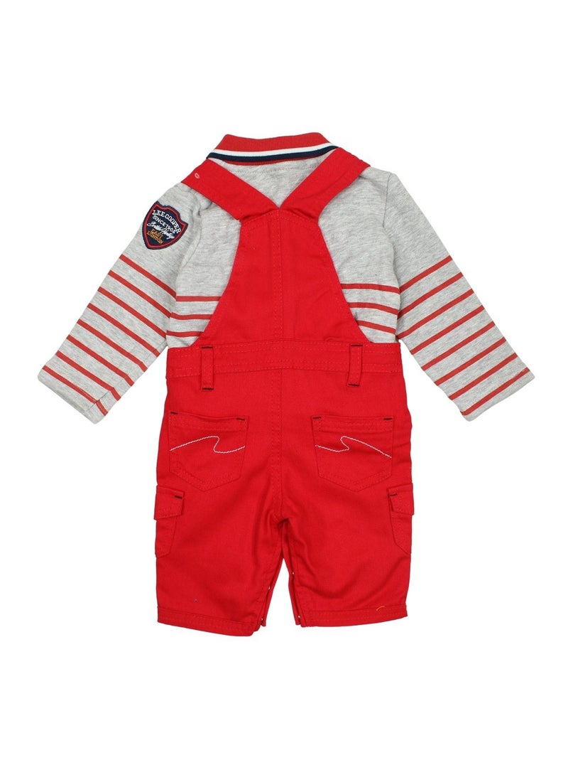 Lee Cooper - Conjunto bebé polo manga comprida com jardineiras Vermelho - Kiabi