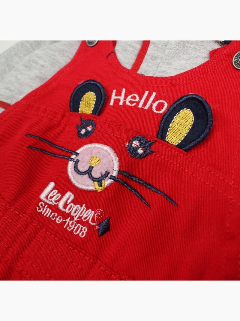 Lee Cooper - Conjunto bebé polo manga comprida com jardineiras Vermelho - Kiabi