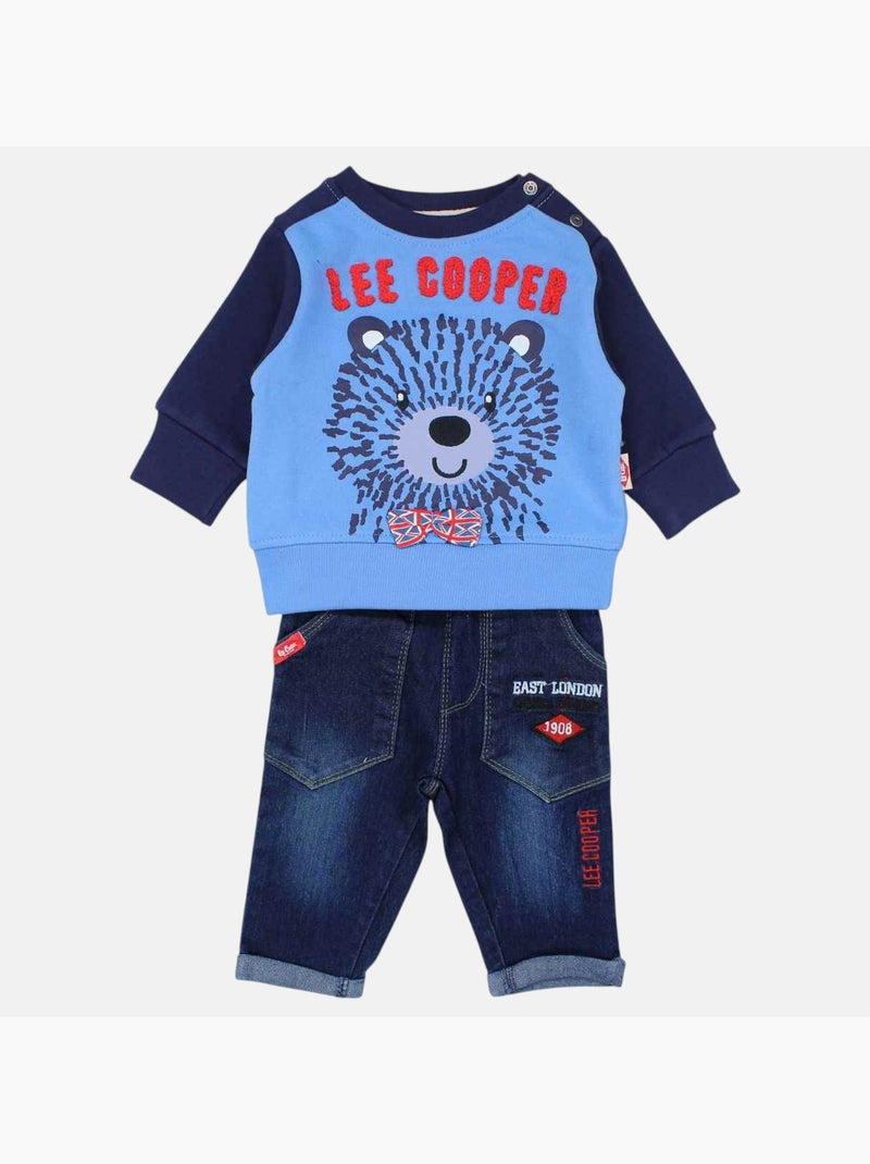 Lee Cooper - Conjunto bebé sweat e calças estampado Azul-marinho - Kiabi