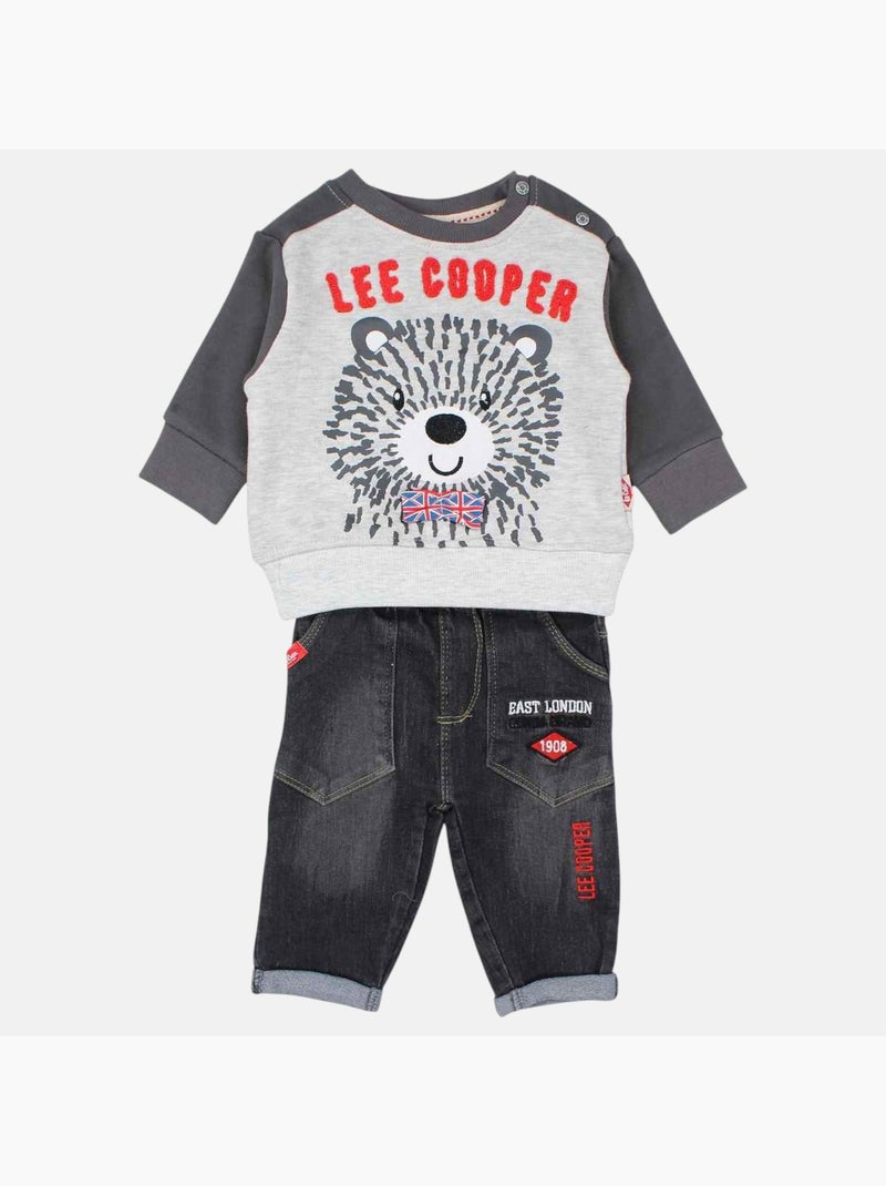 Lee Cooper - Conjunto bebé sweat e calças estampado Cinza - Kiabi
