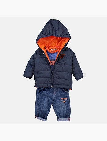 Lee Cooper - Conjunto bebé t-shirt manga comprida com casaco e calças