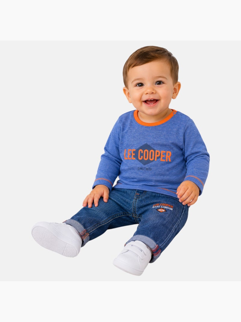 Lee Cooper - Conjunto bebé t-shirt manga comprida com casaco e calças Azul-marinho - Kiabi