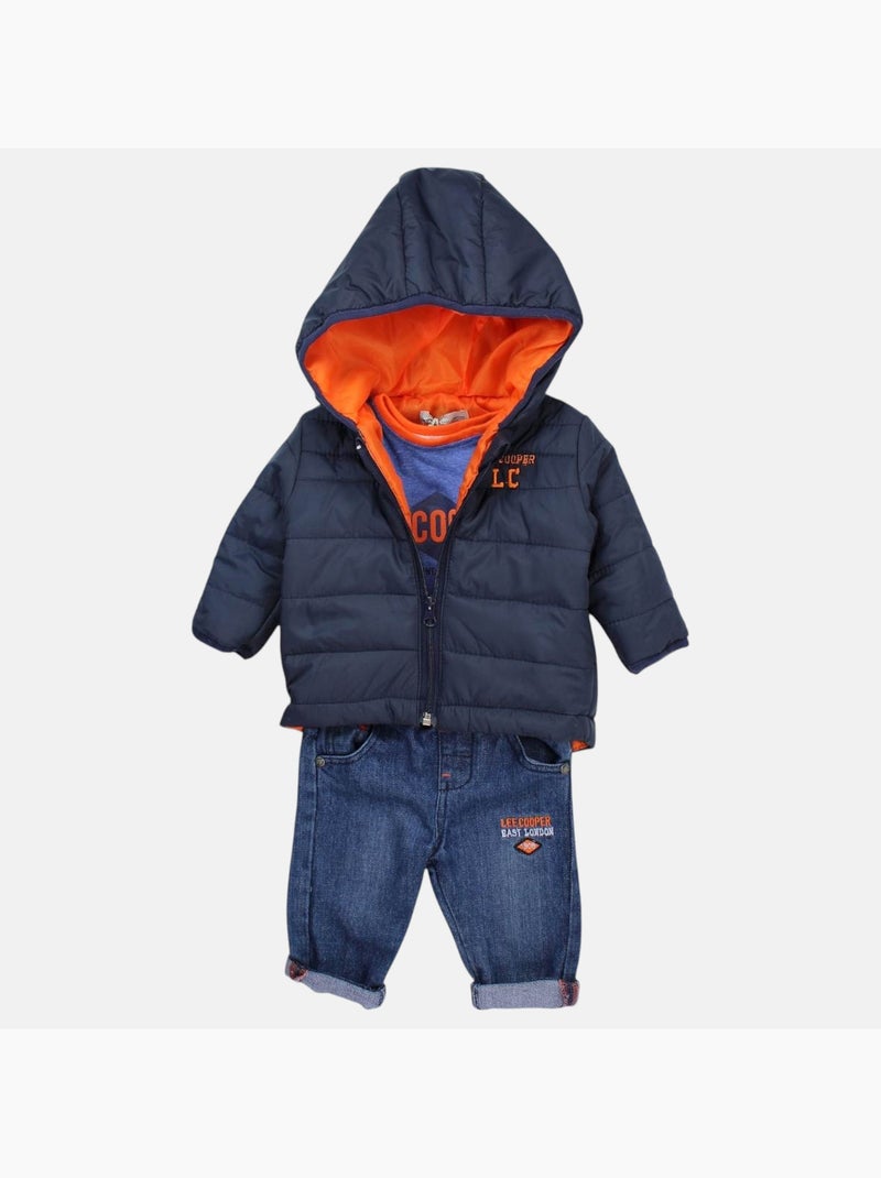 Lee Cooper - Conjunto bebé t-shirt manga comprida com casaco e calças Azul-marinho - Kiabi