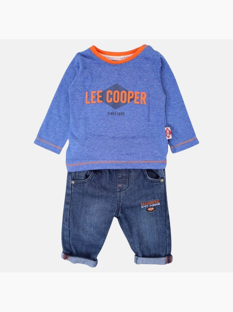 Lee Cooper - Conjunto bebé t-shirt manga comprida com casaco e calças Azul-marinho - Kiabi