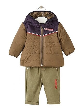 Lee Cooper - Conjunto bebé t-shirt manga comprida com casaco e calças