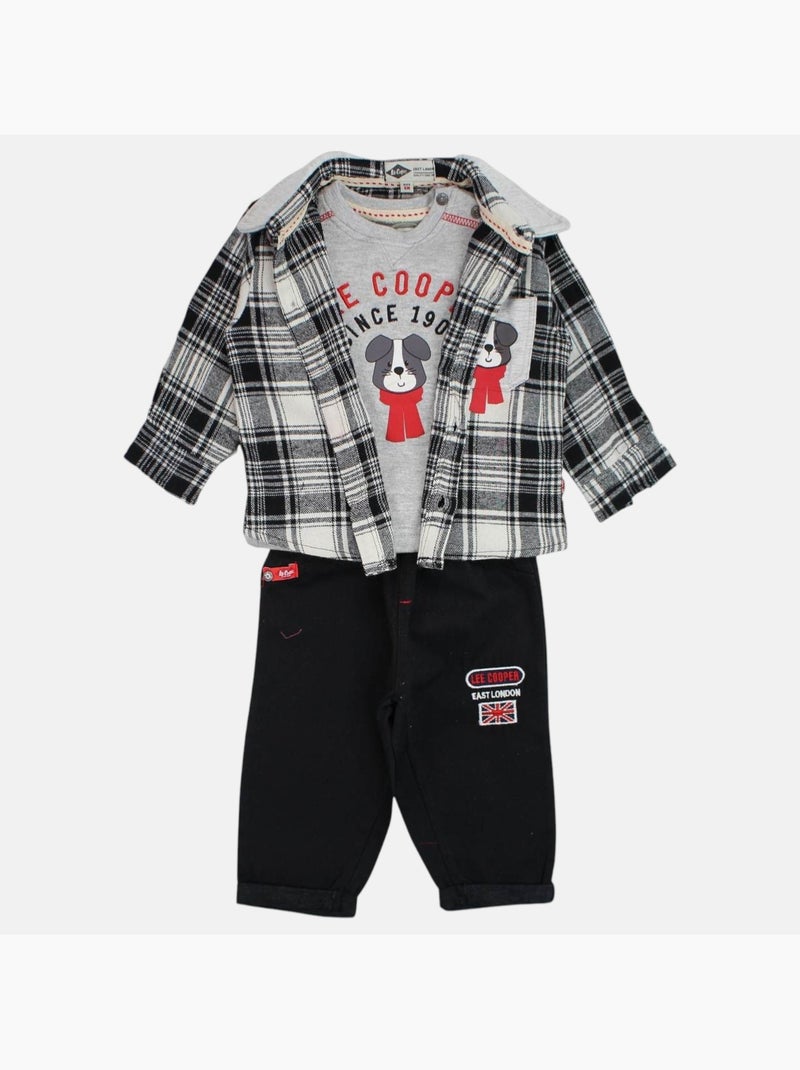 Lee Cooper - Conjunto bebé t-shirt manga comprida com casaco e calças Cinza - Kiabi