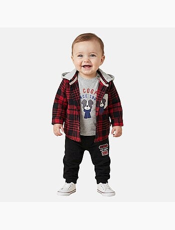 Lee Cooper - Conjunto bebé t-shirt manga comprida com casaco e calças