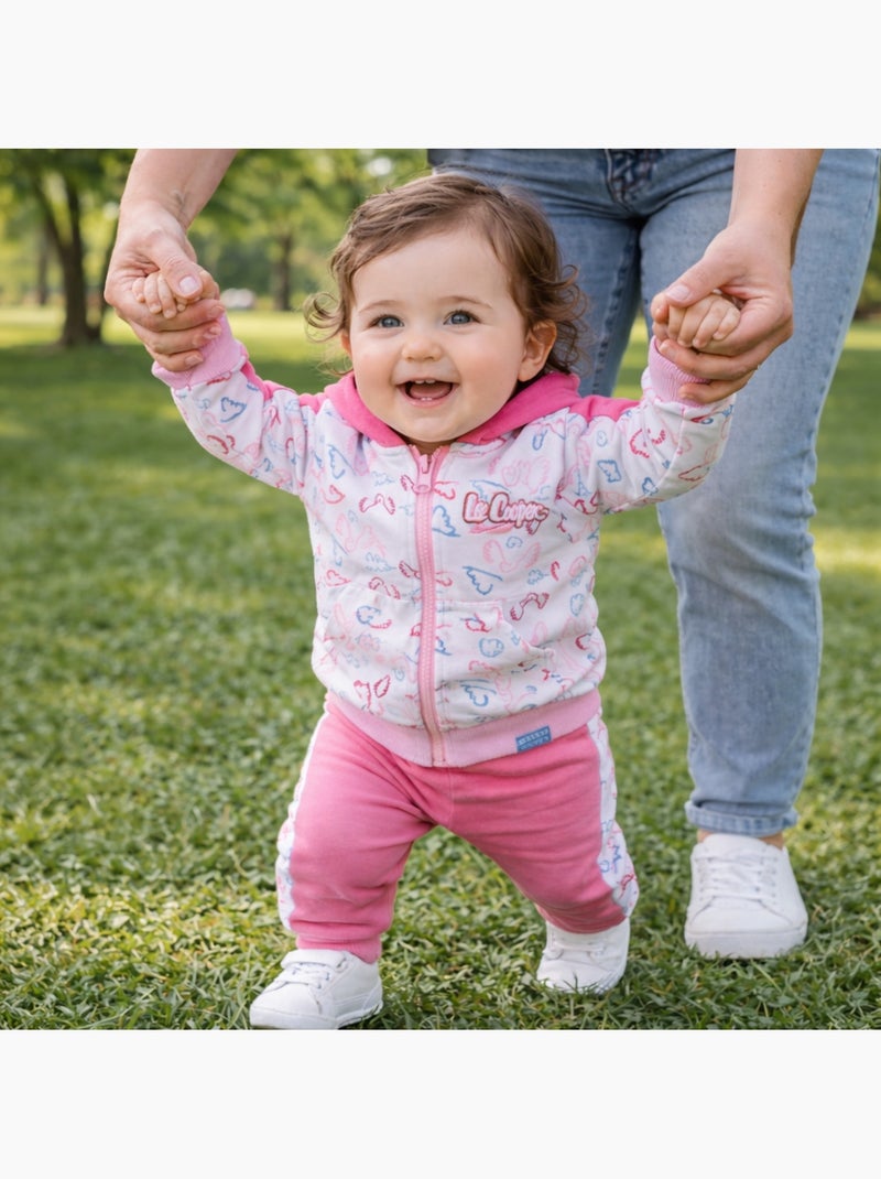 Lee Cooper - Conjunto casaco com capuz e calças jogging bebé menina Rosa - Kiabi