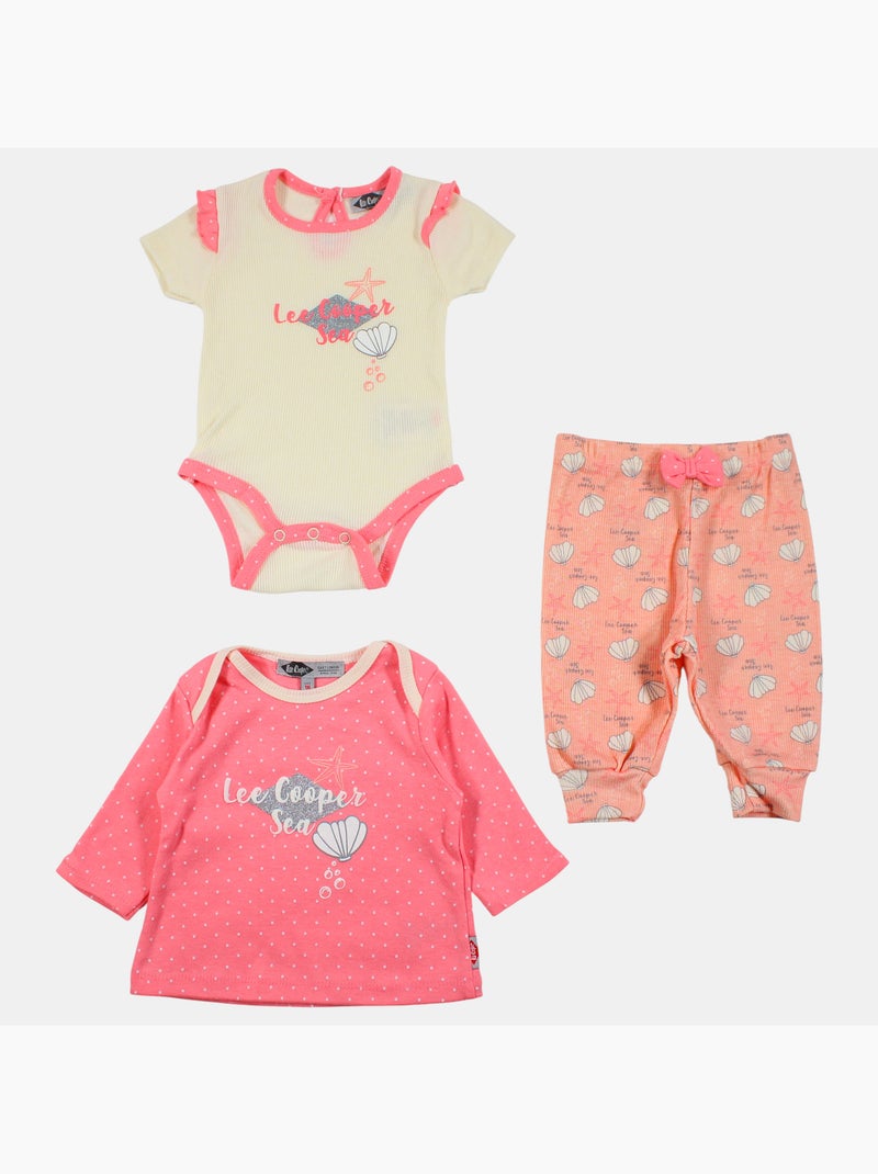 Lee Cooper - Conjunto de 2 bodys e calças com motivo de praia Rosa - Kiabi
