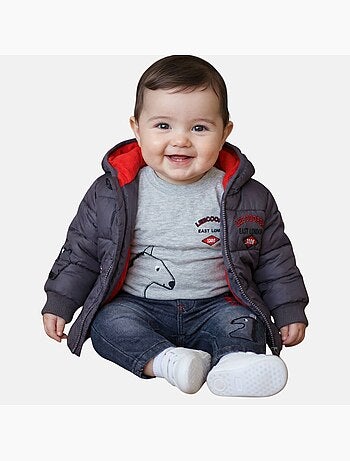 Lee cooper - conjunto de 3 peças: casaco acolchoado, t-shirt e calças de ganga
