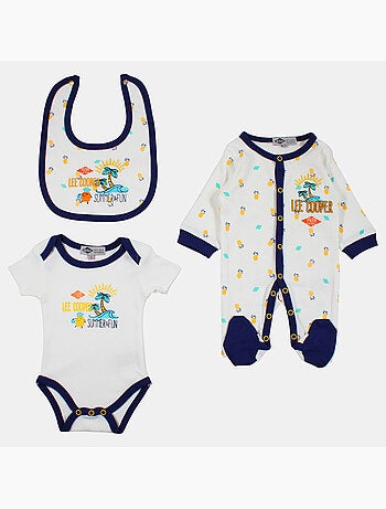 Lee Cooper - Conjunto de 3 peças composto por 1 body, babygrow e babete