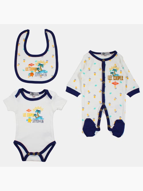 Lee Cooper - Conjunto de 3 peças composto por 1 body, babygrow e babete - Kiabi Lee Cooper - Conjunto de 3 peças composto por 1 body, babygrow e babete - Kiabi
