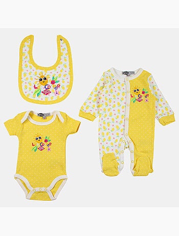Lee Cooper - Conjunto de 3 peças composto por body, babygrow e babete com padrões