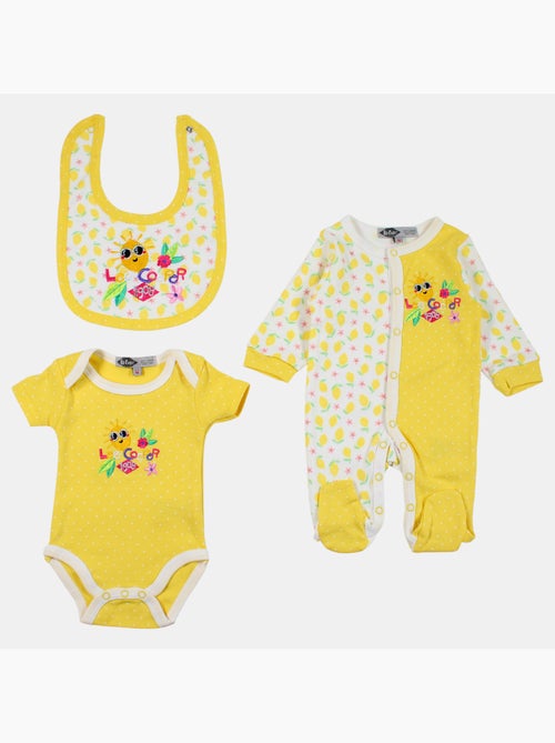 Lee Cooper - Conjunto de 3 peças composto por body, babygrow e babete com padrões - Kiabi Lee Cooper - Conjunto de 3 peças composto por body, babygrow e babete com padrões - Kiabi