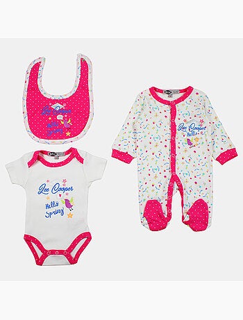 Lee Cooper - Conjunto de 3 peças composto por body, babygrow e babete com padrões