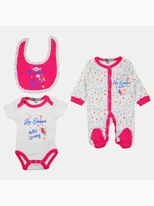 Lee Cooper - Conjunto de 3 peças composto por body, babygrow e babete com padrões - Kiabi Lee Cooper - Conjunto de 3 peças composto por body, babygrow e babete com padrões - Kiabi