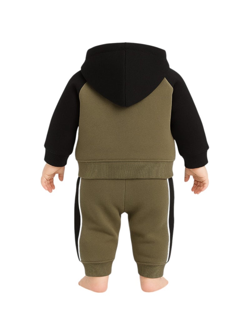 Lee Cooper - Conjunto fato de treino menino sweat com capuz e calças estampado Cáqui - Kiabi