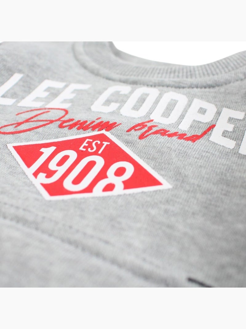 Lee Cooper - Conjunto fato de treino menino sweat com capuz e calças estampado Cinza - Kiabi