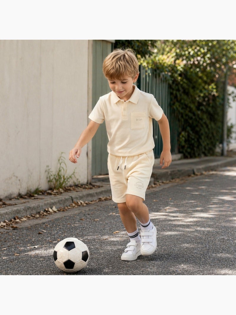 Lee Cooper - Conjunto infantil LEE COOPER composto por polo de manga curta e bermuda combinando Bege - Kiabi