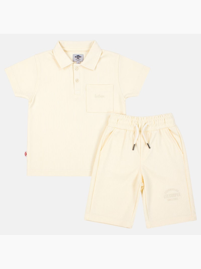 Lee Cooper - Conjunto infantil LEE COOPER composto por polo de manga curta e bermuda combinando Bege - Kiabi
