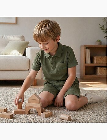 Lee cooper - conjunto infantil lee cooper composto por polo de manga curta e bermuda combinando