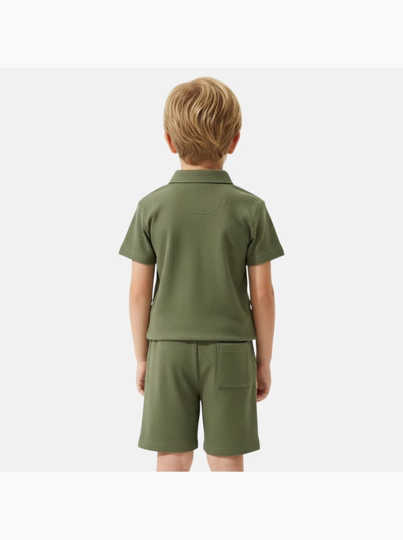 Lee Cooper - Conjunto infantil LEE COOPER composto por polo de manga curta e bermuda combinando Cáqui - Kiabi
