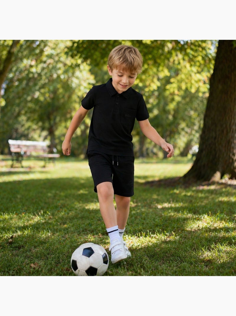 Lee Cooper - Conjunto infantil LEE COOPER composto por polo de manga curta e bermuda combinando Preto - Kiabi