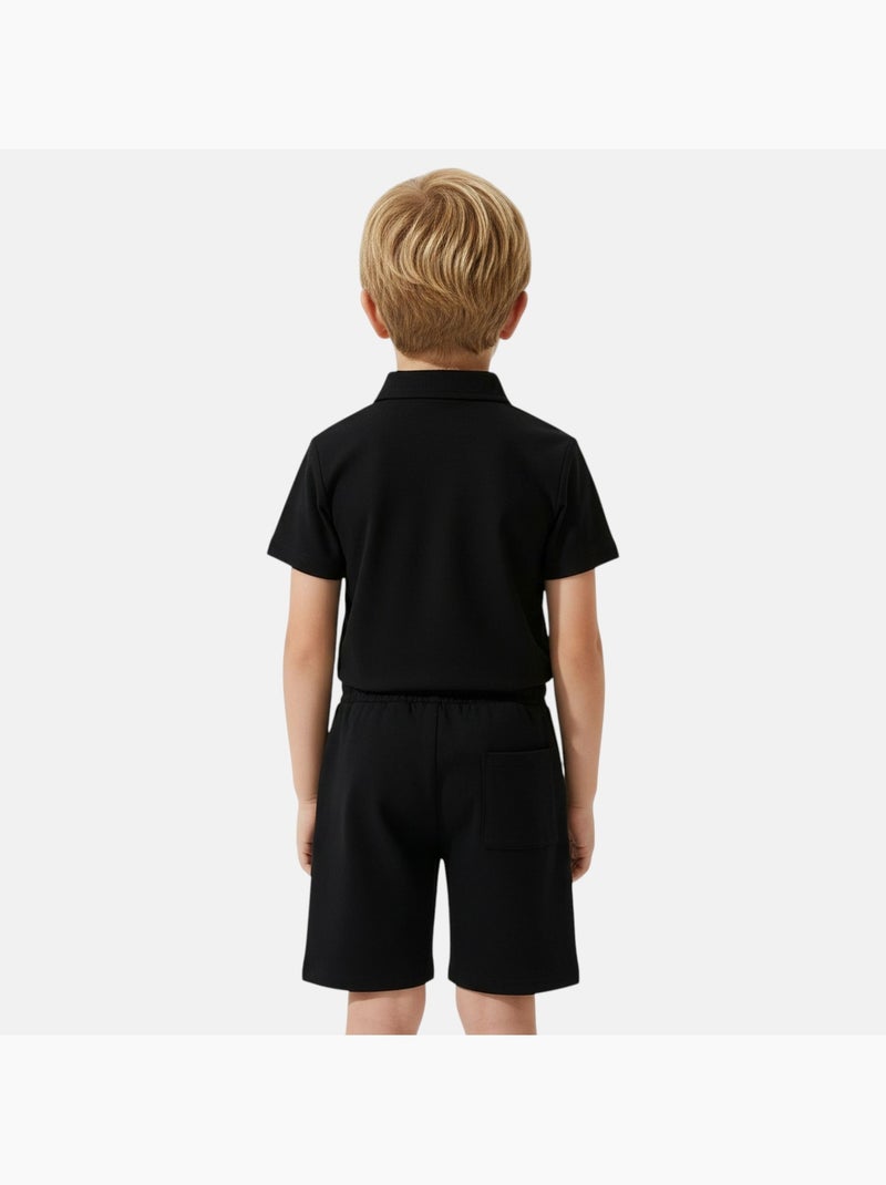 Lee Cooper - Conjunto infantil LEE COOPER composto por polo de manga curta e bermuda combinando Preto - Kiabi
