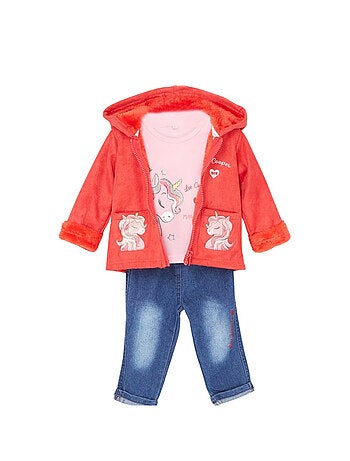 Lee Cooper - Conjunto t-shirt e calças com casaco com capuz bebé