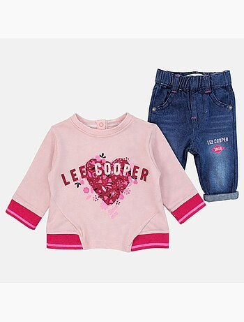 Lee Cooper - Conjunto t-shirt e calças com casaco com capuz bebé