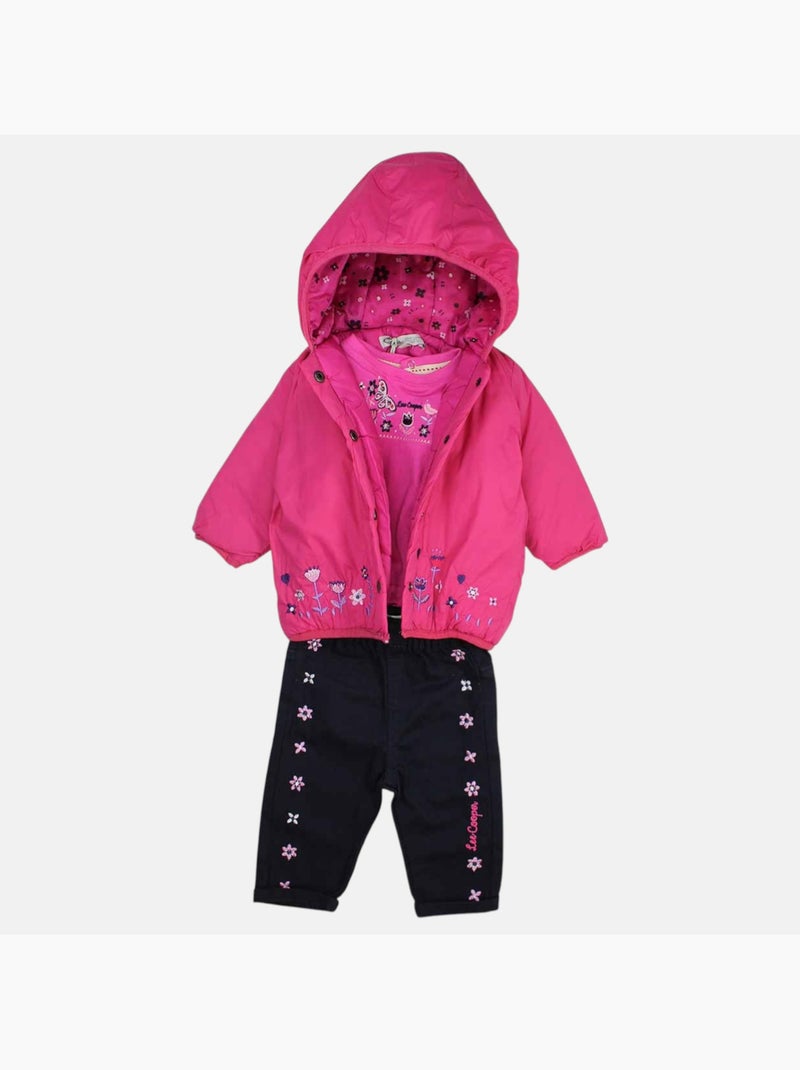 Lee Cooper - Conjunto t-shirt e calças com casaco com capuz bebé Rosa-fúcsia - Kiabi