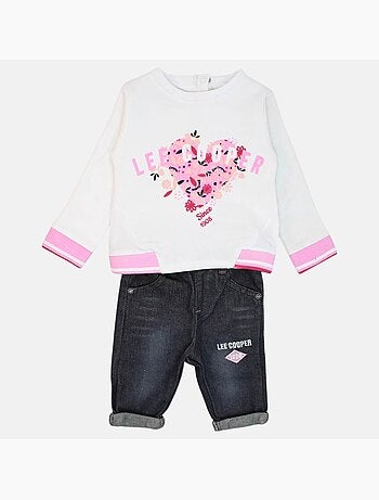 Lee Cooper - Conjunto t-shirt e calças com casaco com capuz bebé