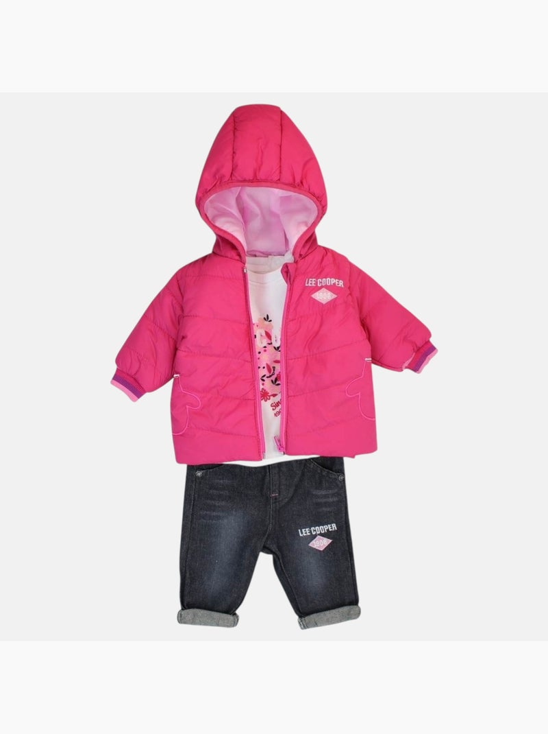Lee Cooper - Conjunto t-shirt e calças com casaco com capuz bebé Rosa-fúcsia - Kiabi