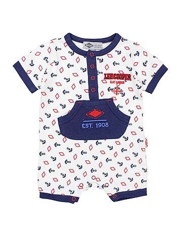 Lee Cooper - Macacão curto de verão menino com padrão âncora e losango