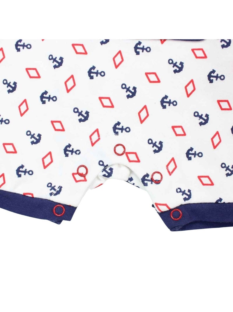 Lee Cooper - Macacão curto de verão menino com padrão âncora e losango Branco - Kiabi