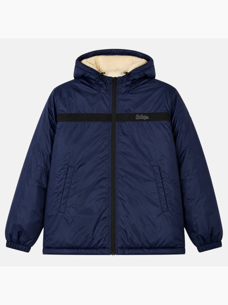 Lee cooper - parka com fecho de correr e capuz com acabamento em pele sintética Azul-marinho - Kiabi