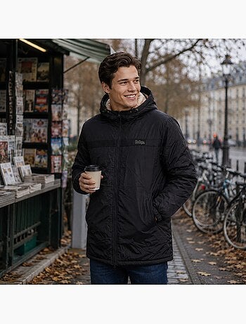 Lee cooper - parka com fecho de correr e capuz com acabamento em pele sintética