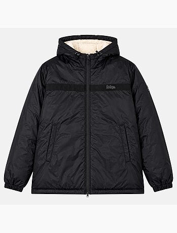 Lee cooper - parka com fecho de correr e capuz com acabamento em pele sintética