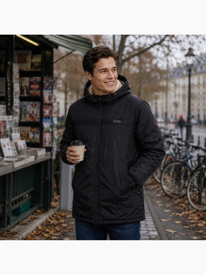 Lee cooper - parka com fecho de correr e capuz com acabamento em pele sintética Preto - Kiabi