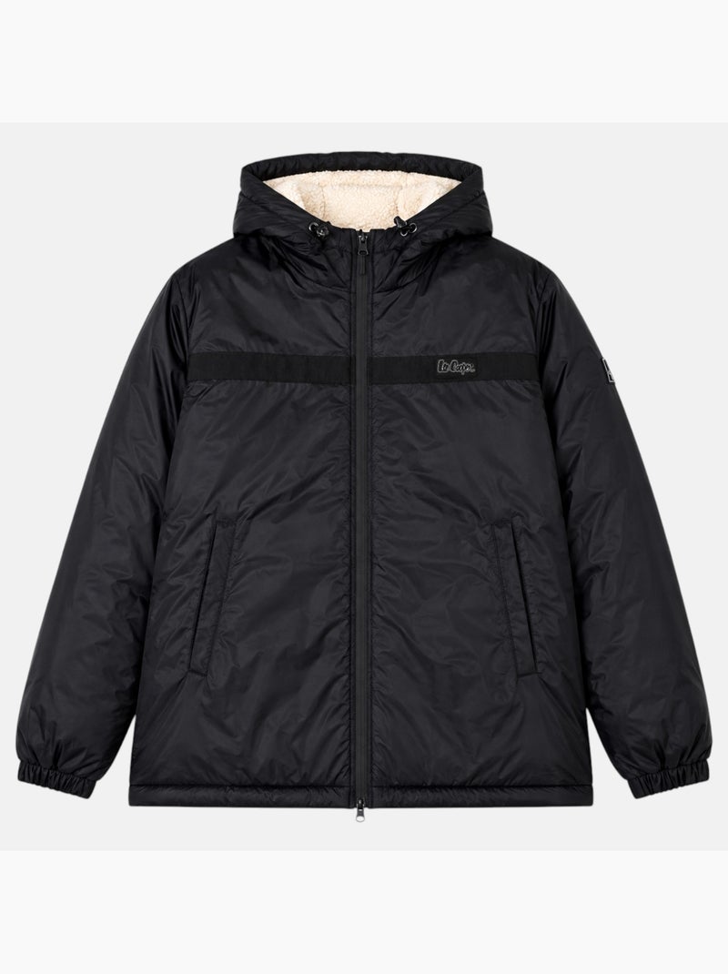 Lee cooper - parka com fecho de correr e capuz com acabamento em pele sintética Preto - Kiabi