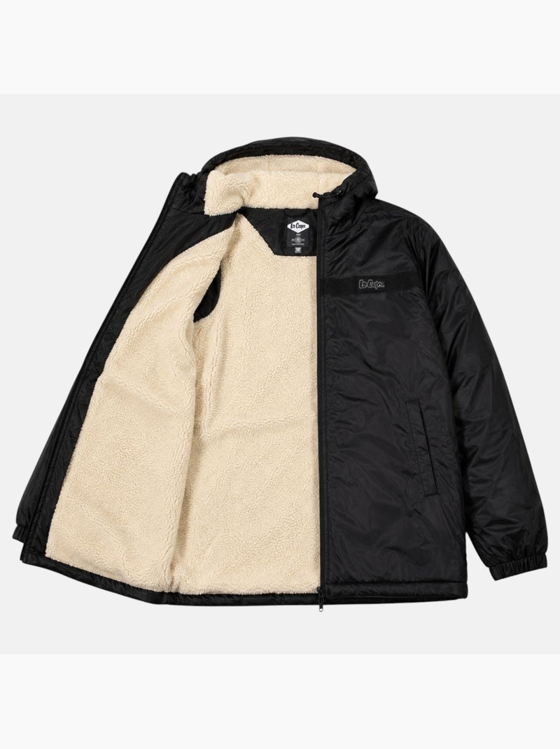 Lee cooper - parka com fecho de correr e capuz com acabamento em pele sintética Preto - Kiabi