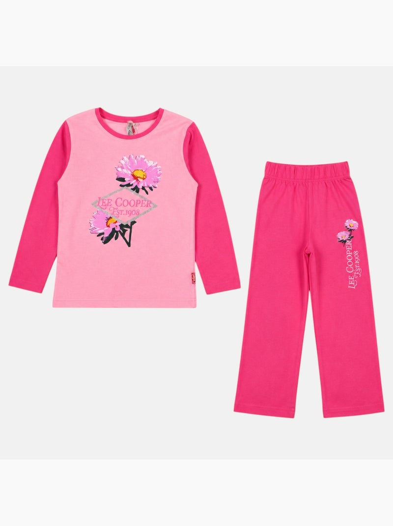 Lee cooper - pijama de menina  floral Rosa-fúcsia - Kiabi