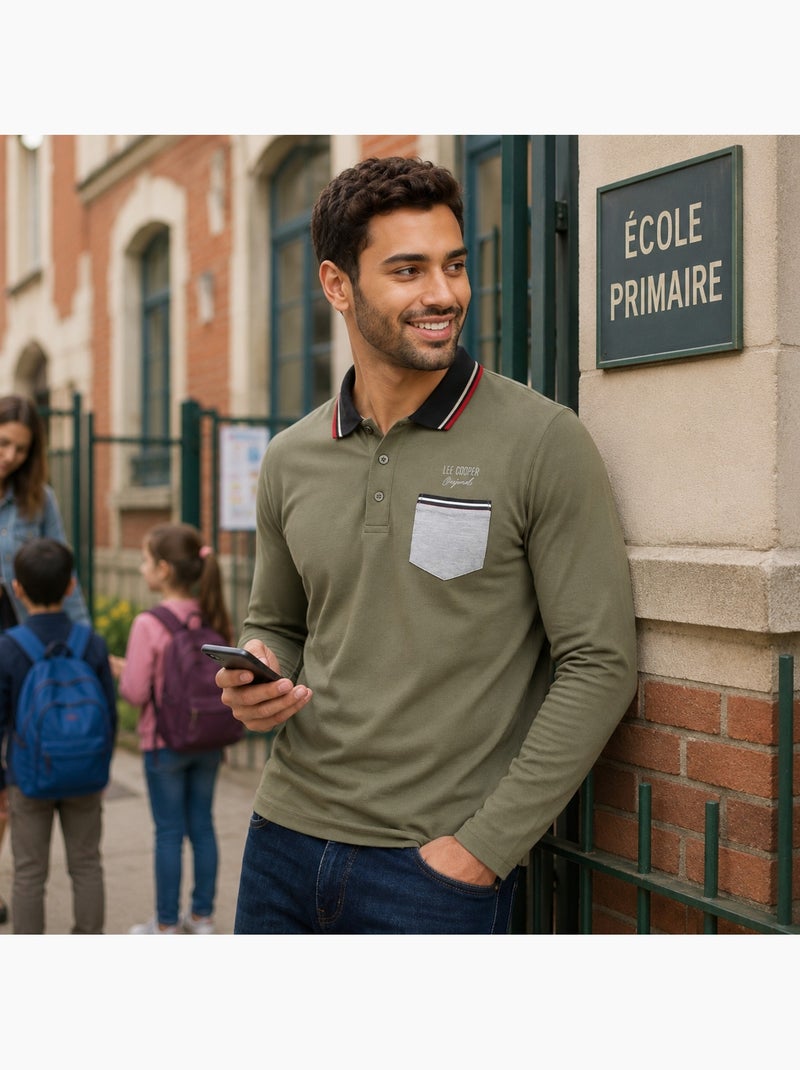 Lee Cooper - Polo homem  de manga comprida Cáqui - Kiabi