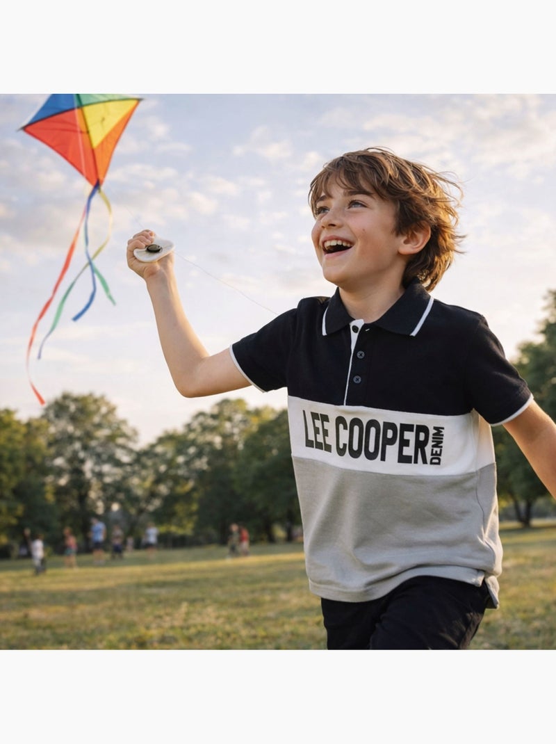 Lee Cooper - Polo manga curta menino estampado Cinza - Kiabi