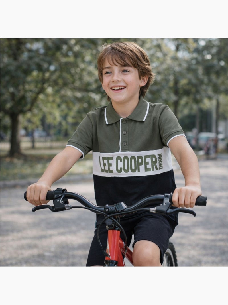 Lee Cooper - Polo manga curta menino estampado Preto - Kiabi