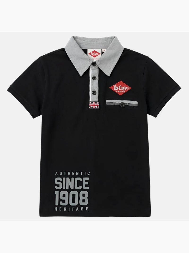 Lee Cooper - Polo manga curta  menino Preto - Kiabi