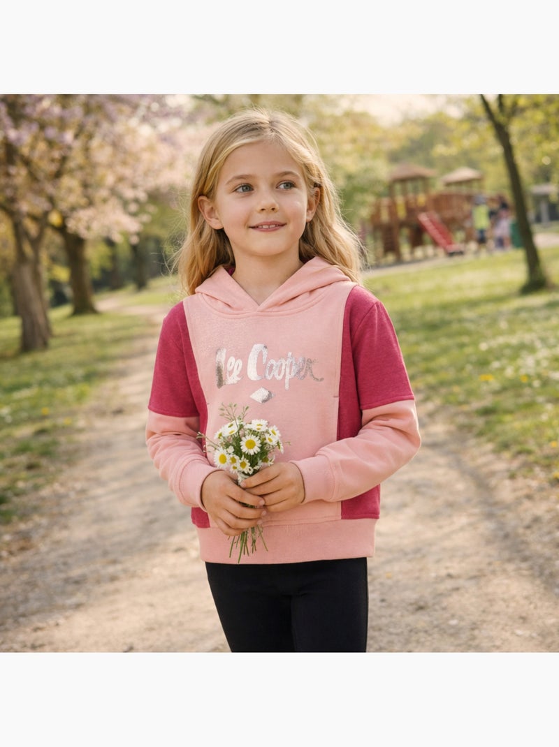 Lee Cooper - Sweat com capuz menina estampado Rosa - Kiabi