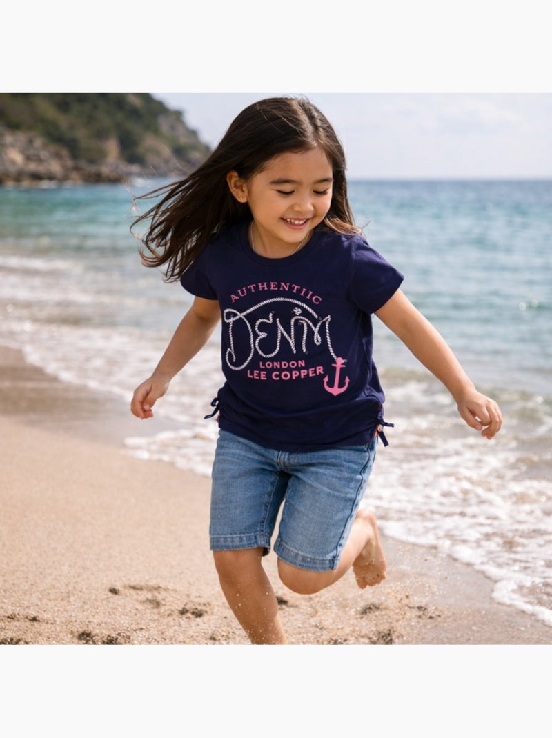 Lee Cooper - T-shirt manga curta  menina Azul-marinho - Kiabi
