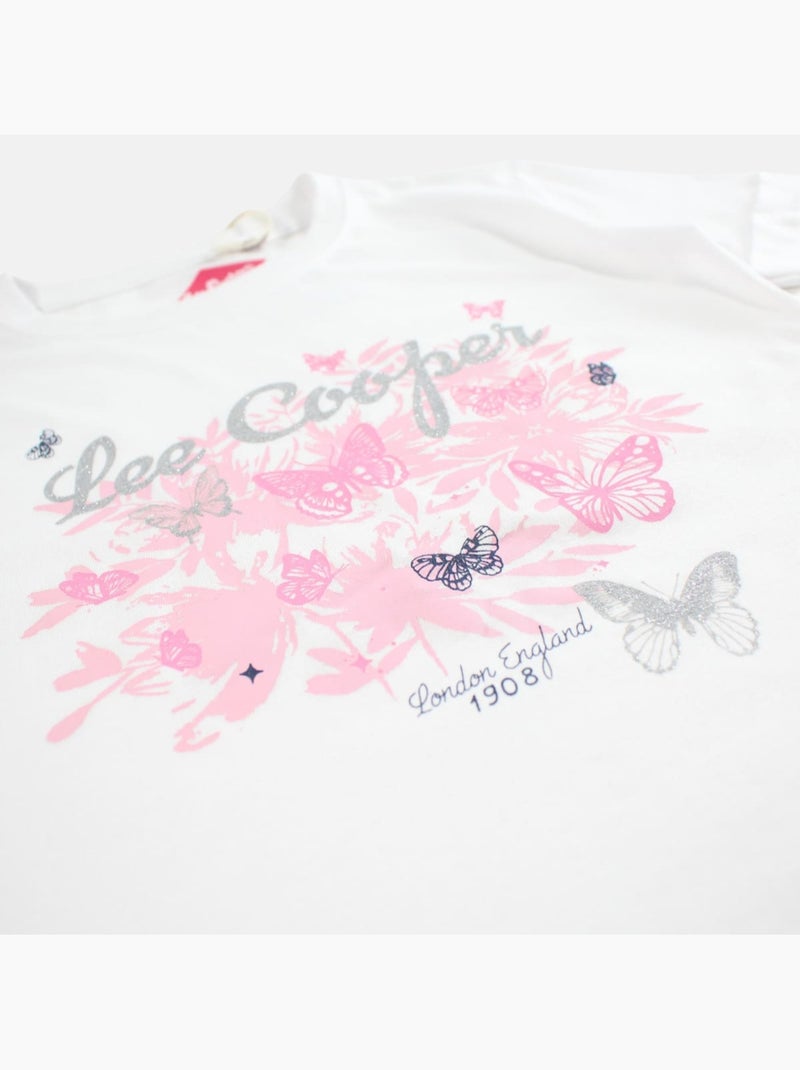 Lee Cooper - T-shirt manga curta  menina Branco - Kiabi