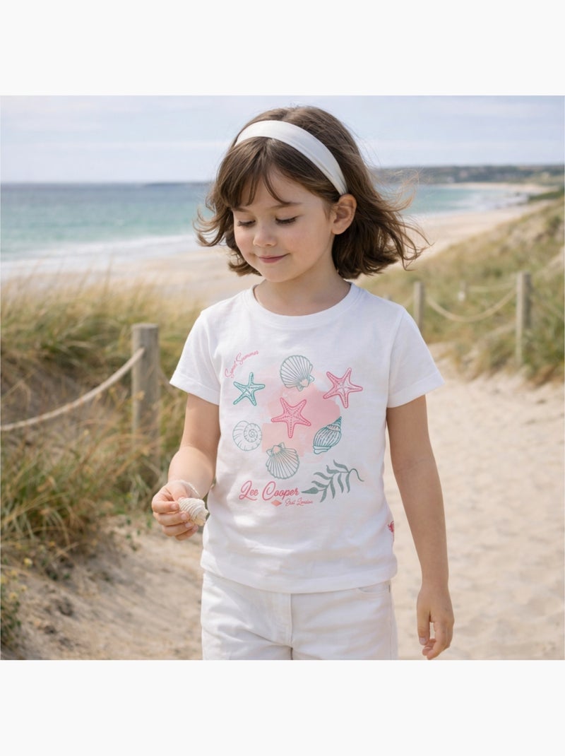 Lee Cooper - T-shirt manga curta  menina Branco - Kiabi